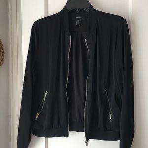 Forever 21 Black Silky Track Jacket size M
